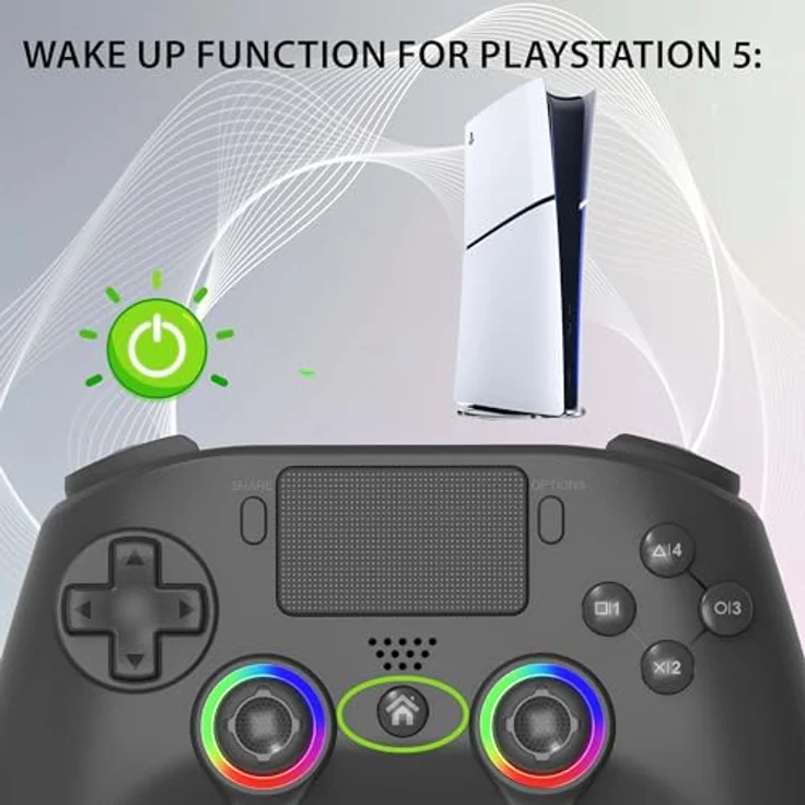 Subsonic Wireless LED Controller für PS5, Gaming Controller mit vibrations- und touchpad-Funktion, Weiss – Bild 8