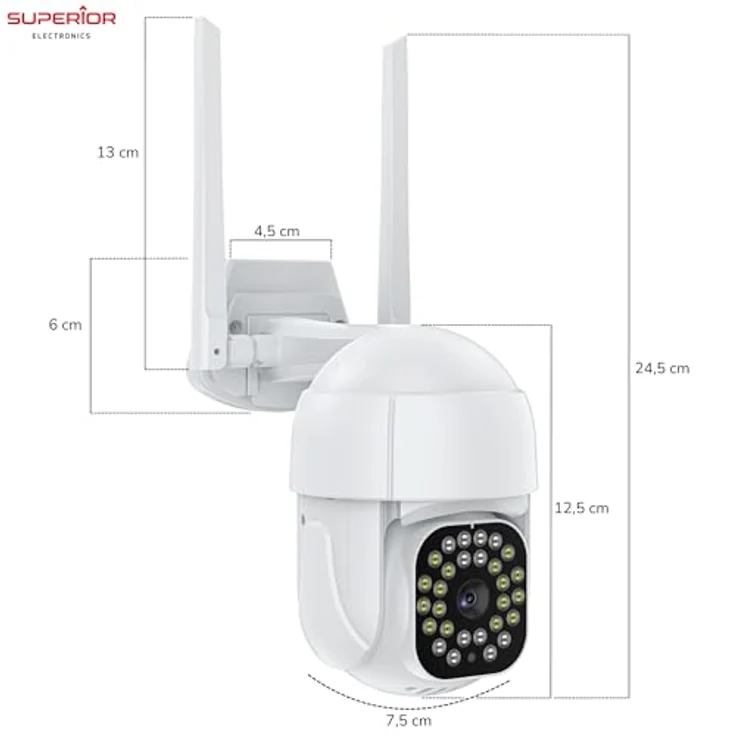 Superior Electronics SUPICM003, IP-Sicherheitskamera für draußen, kabellos, 1080p mit Nachtsicht, Schwarz/Weiß, Dome – Bild 3