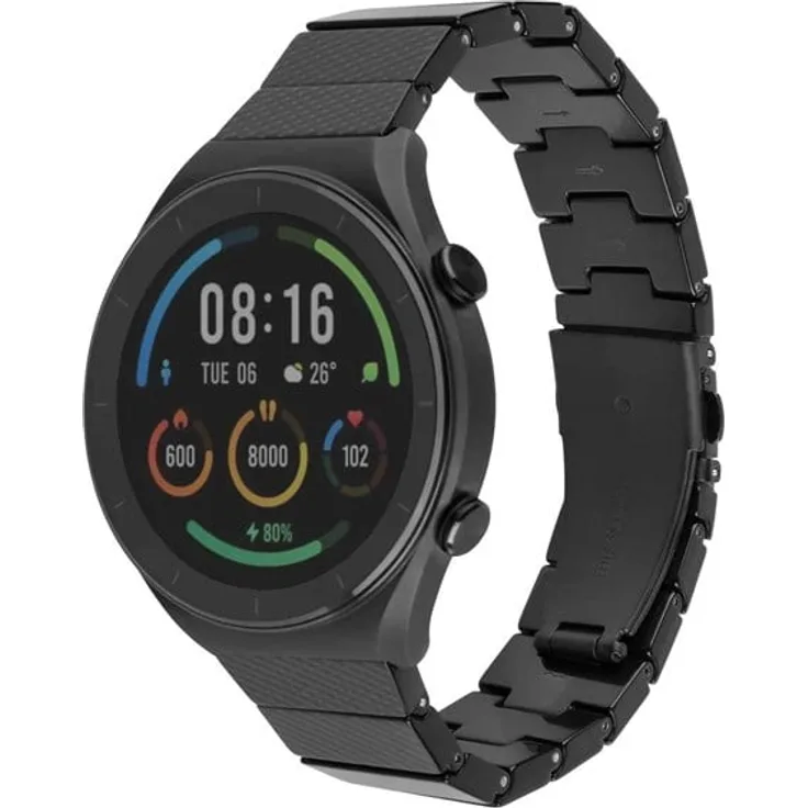 FIXED Resin Strap für 20mm Smartwatch, Quick Release mit verstellbarer Länge, Carbon Black