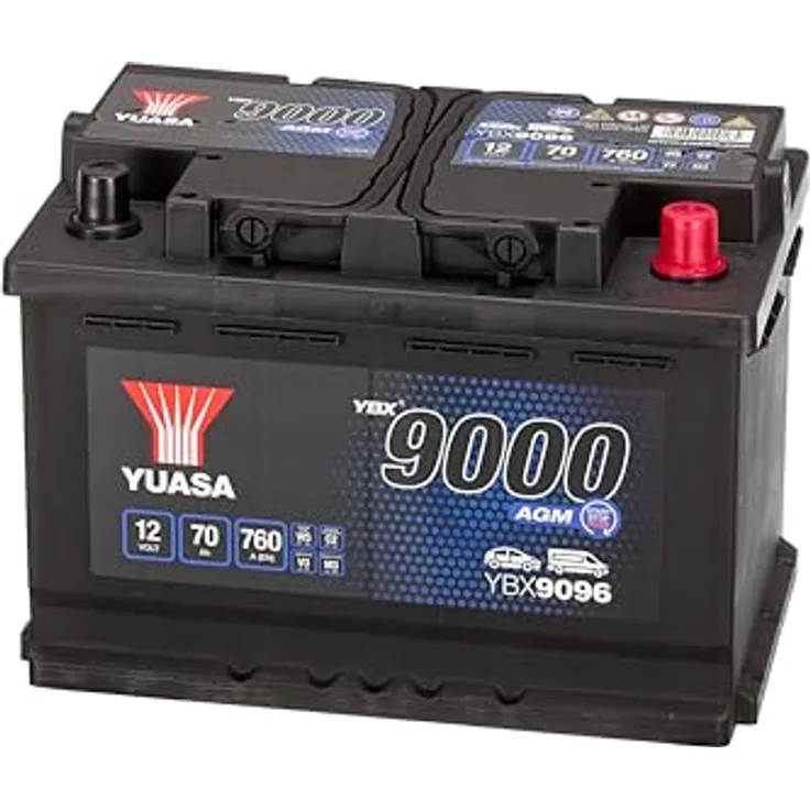 Yuasa AGM Start Stop Plus Autobatterie 12V 70Ah, Poltyp T1 - Erstausrüstungsqualität und hohe Leistung