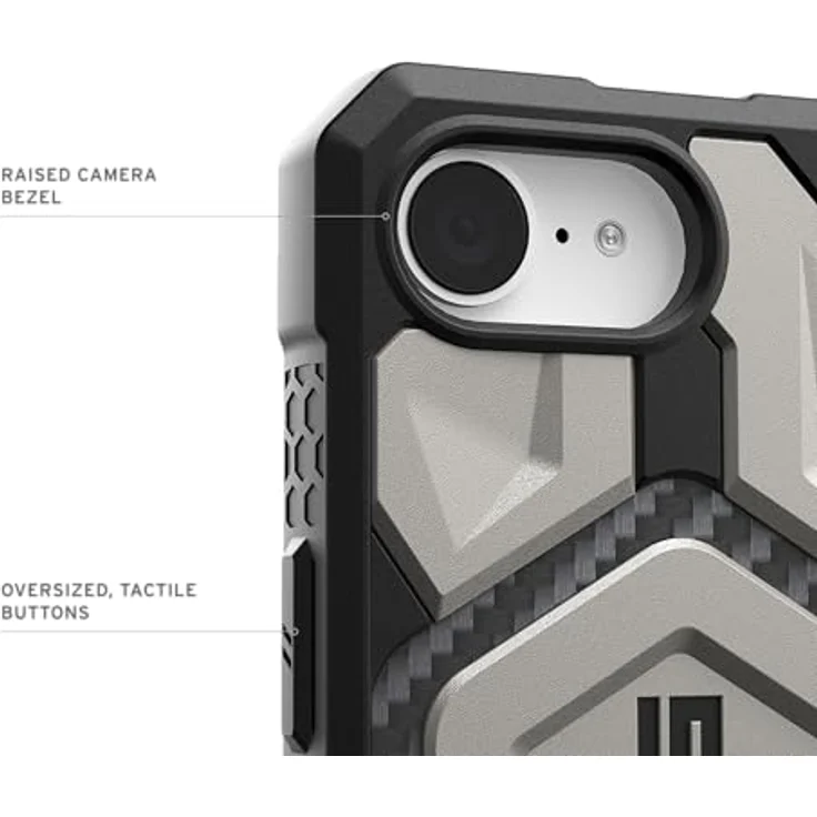 URBAN ARMOR GEAR Monarch Pro Case für Apple iPhone 16E (Wireless Charging/Magnetische Aufladung, 5-Schichten Schutz) Titan – Bild 5