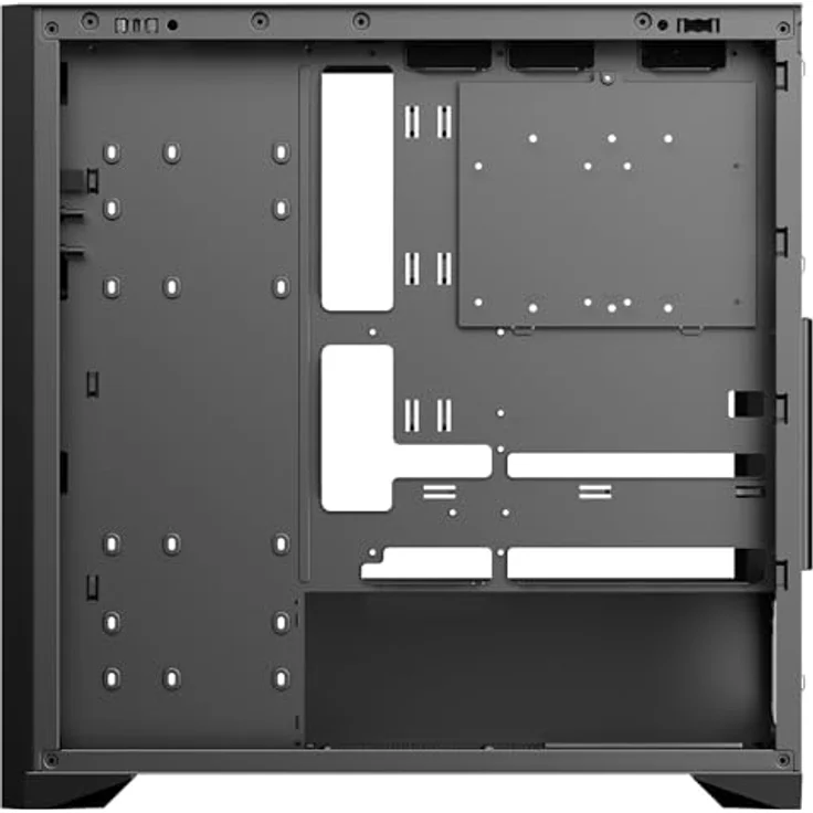 iTek Woody ATX Gehäuse, 3 x 14 cm, Lüfter schwarz, 2 x USB3, Typ-C, Holzfront, Seitenpanel aus gehärtetem Glas, schwarz – Bild 4