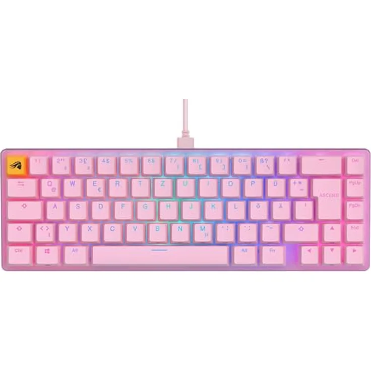 Glorious Gaming GMMK 2 Compact (65%) – Mechanisches Gaming-Keyboard, Aluminiumrahmen, anpassbar, Doubleshot-Kappen, Fox Schalter, tastenweise RGB, Deutsch QWERTZ Layout - Rosa