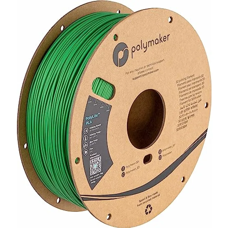 Polymaker PolyLite PLA Grün - 1.75mm, 1kg, hochbelastbares 3D-Druckfilament mit Jam-Free-Technologie