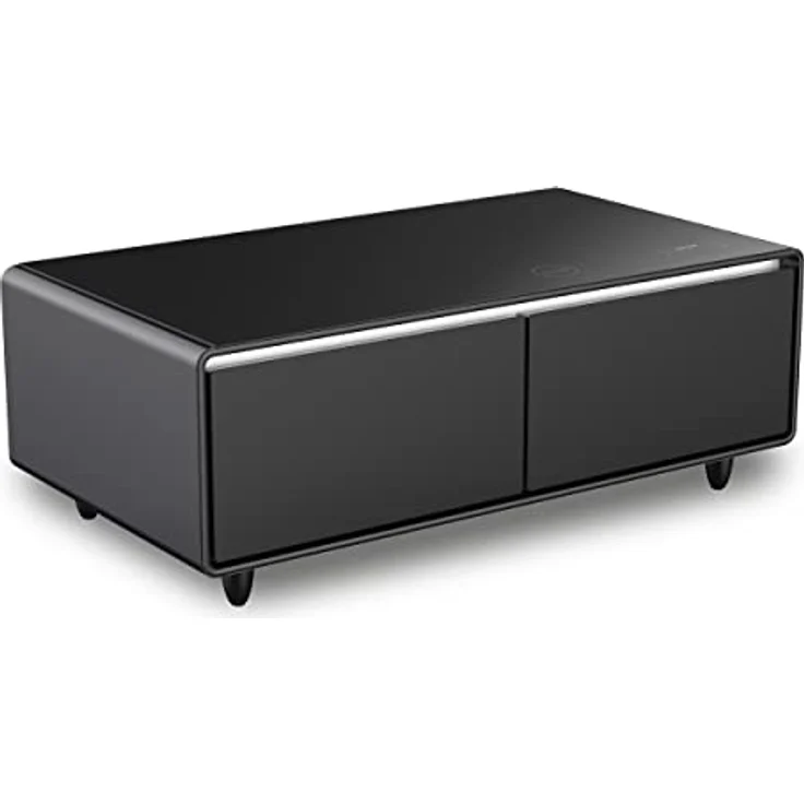 CASO Sound & Cool Black, Soundbar und Lounge-Tisch mit Lademöglichkeiten, Bluetooth, USB, klangvoller Sound, LED-Beleuchtung, Zwei Kühlfächer (insg. 135 l), individuell einstellbarer Temperatur - Preisvergleich – Bild 2