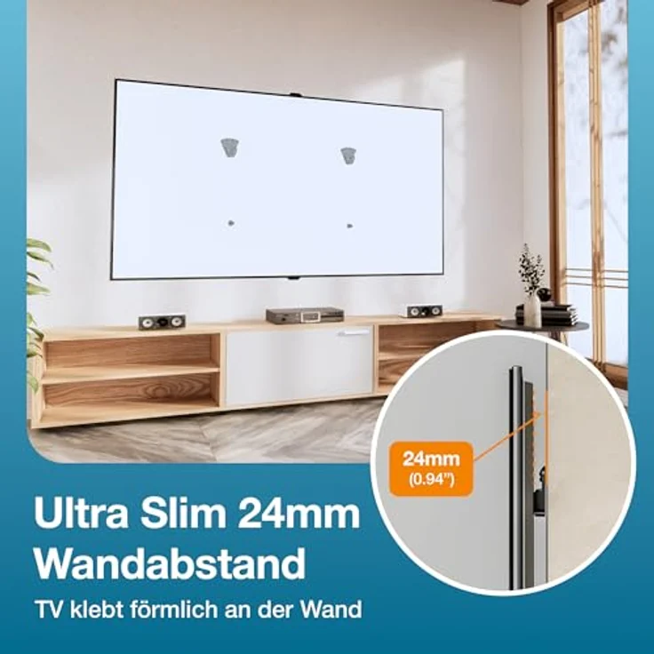 Xantron SLIMLINE-LED22 TV Wandhalterung, Ultra Slim für 32–100" Fernseher, bis 75 kg, Trockenbau geeignet – Bild 5