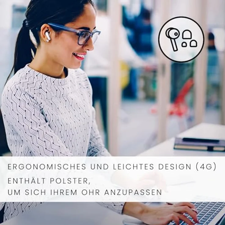 SPC Ether 2 Pro, Kabelloser Kopfhörer mit Aktiver Geräuschunterdrückung, 6.5 h Akkulaufzeit, Wasserfest IPX4, Weiss – Bild 6