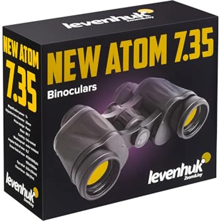 Levenhuk New Atom 7x35 Fernglas, 7-fache Vergrößerung, 35mm Objektivöffnung, spritzwassergeschützt, gummiertes Gehäuse – Bild 8