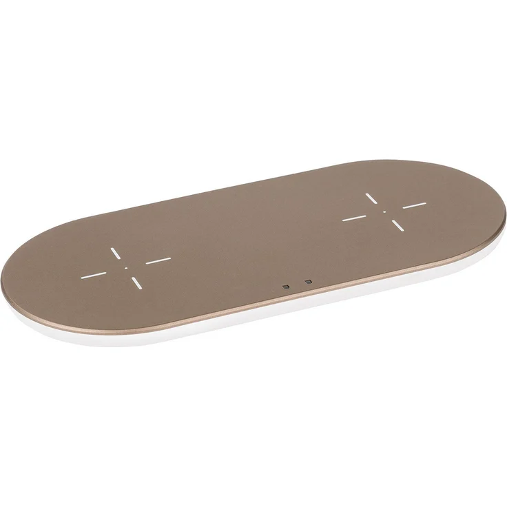 Silvercrest Qi Ladegerät 324142, kabelloses Dual-Ladegerät für 2 Endgeräte, gold, bis zu 10 W x2, inkl. USB-Typ-C-Ladekabel