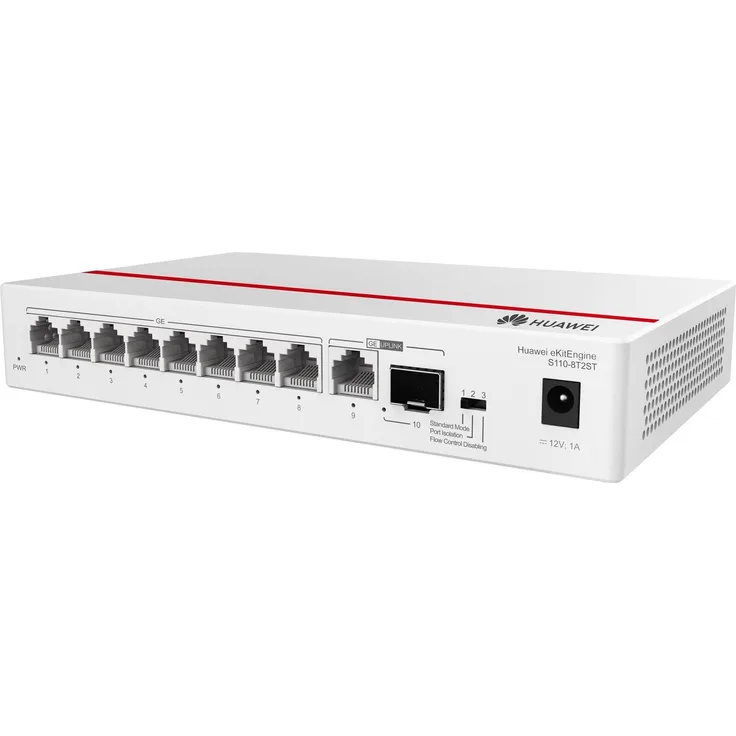 Huawei eKit Engine S110-8T2ST, 8-Port Netzwerk Switch mit lüfterlosem Design, grau, 1000 Mbps Portgeschwindigkeit