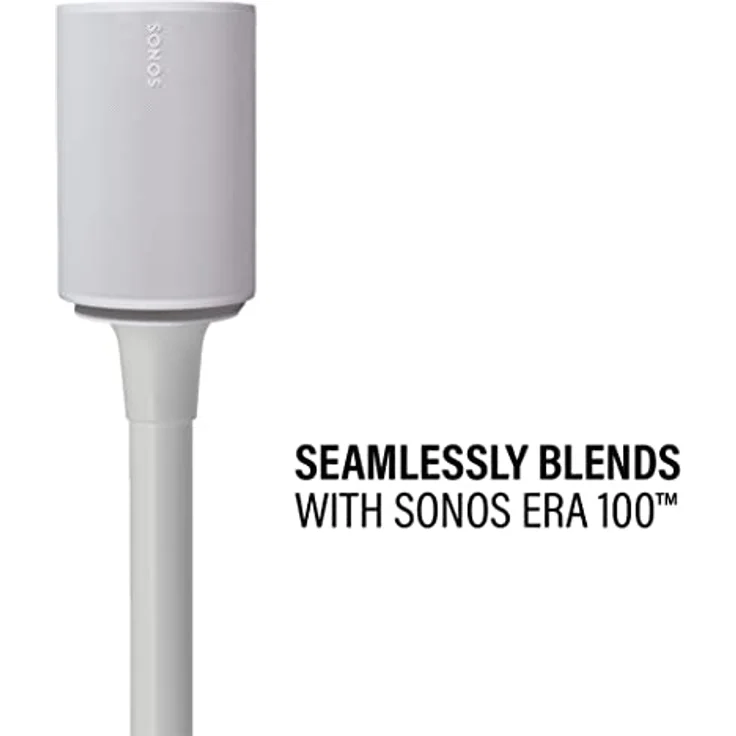 Sanus Lautsprecherständer für Sonos Era 100 Paar WSSE12 (Feste Höhe) - Optimale Hörhöhe 87,40 cm, Integriertes Kabelmanagement, Sicherungshardware, Gummifüße und höhenverstellbare Teppichspikes – Bild 3