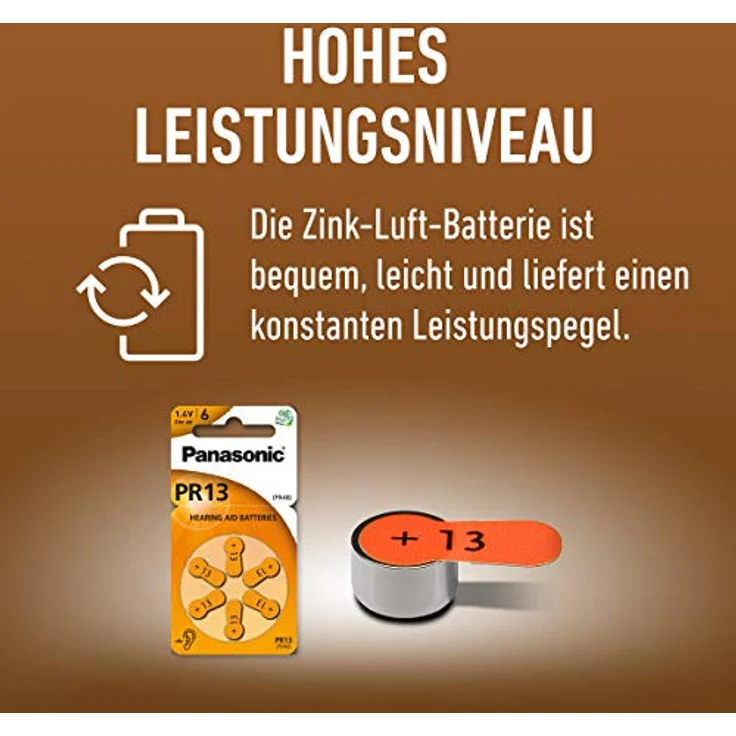 Panasonic PR13 Zink-Luft-Batterien für Hörgeräte, Typ 13, 1.4V, Hörgerätbatterien, 6er Pack, orange – Bild 6