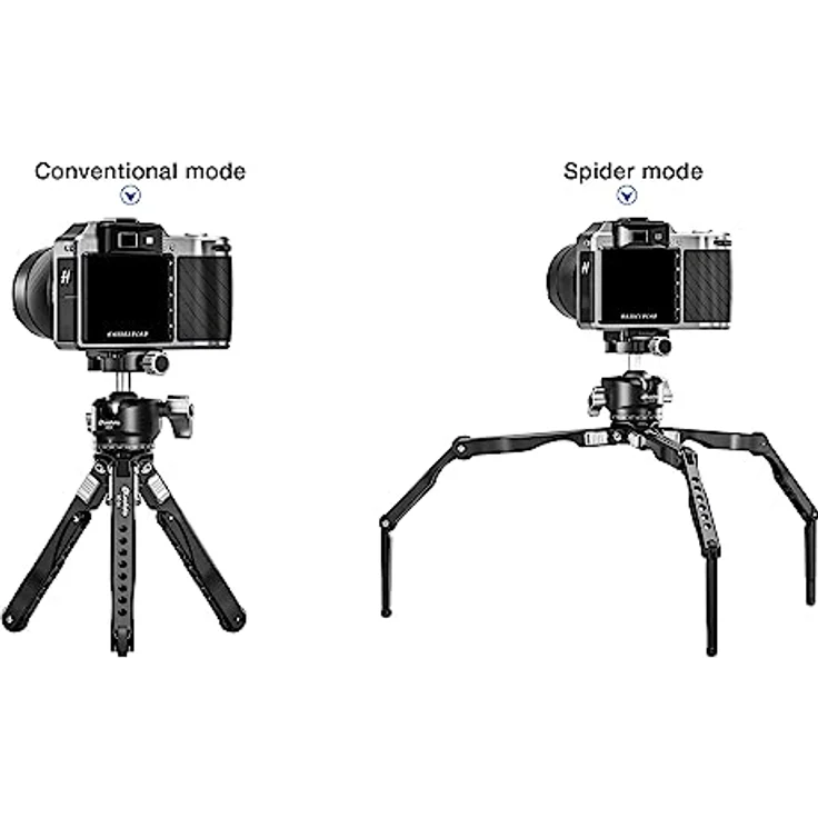 Leofoto Pocket Mini Tripod MT-04 + Ball Head LH-30, höhenverstellbar von 120mm bis 370mm, Tragfähigkeit 5 kg, Packmaß 25cm – Bild 6