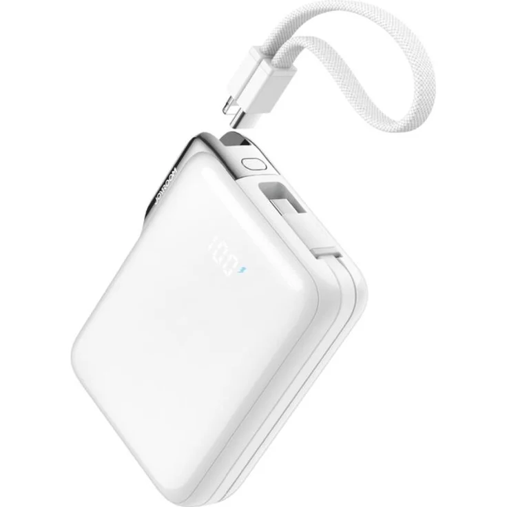 Joyroom JR-PBF27 Pro, 10000mAh Powerbank mit 30W Schnellladeleistung und integrierten Kabeln, Weiß