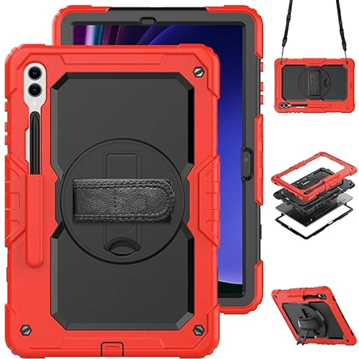 Lobwerk Tablet-Hülle 4in1 für Samsung Galaxy Tab S9+ Plus 2023 SM-X810 SM-X816B 12.4, Sturzdämpfung, Aufstellfunktion, Outdoor, schwarz – Bild 3
