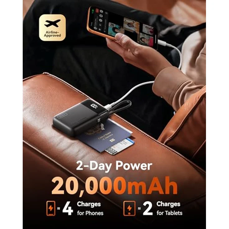 INIU MegaPower 22,5 W, Power Bank 20000 mAh mit USB-C Ein- und Ausgang, eingebautem Kabel, kompaktes Design – Bild 6