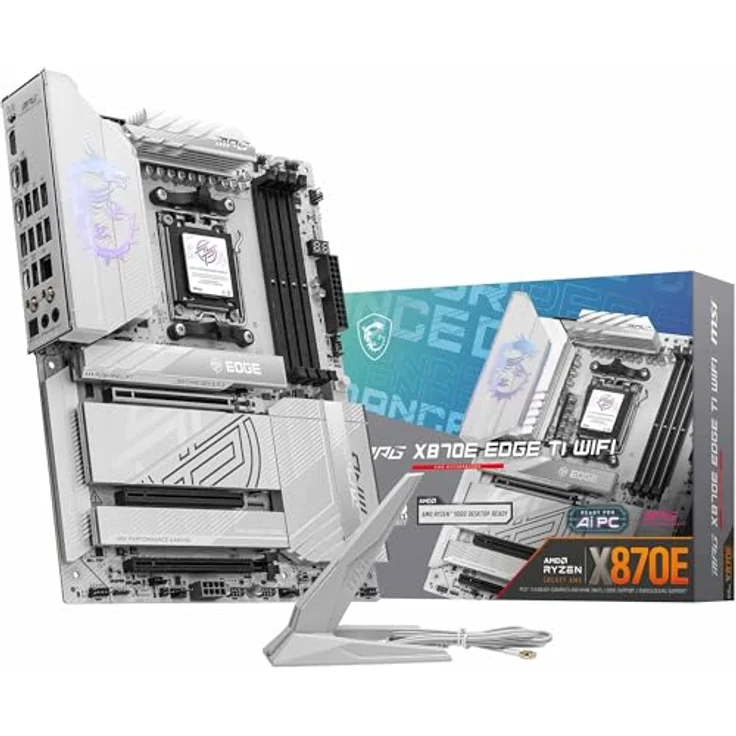 MSI MPG X870E Edge TI WiFi Mainboard, ATX - Unterstützt AMD Ryzen 9000/8000/7000 Prozessoren, DDR5 Memory Boost 8400+MT/s (OC), PCIe 5.0 x16, M.2 Gen5, Wi-Fi 7, 5G LAN – Bild 1