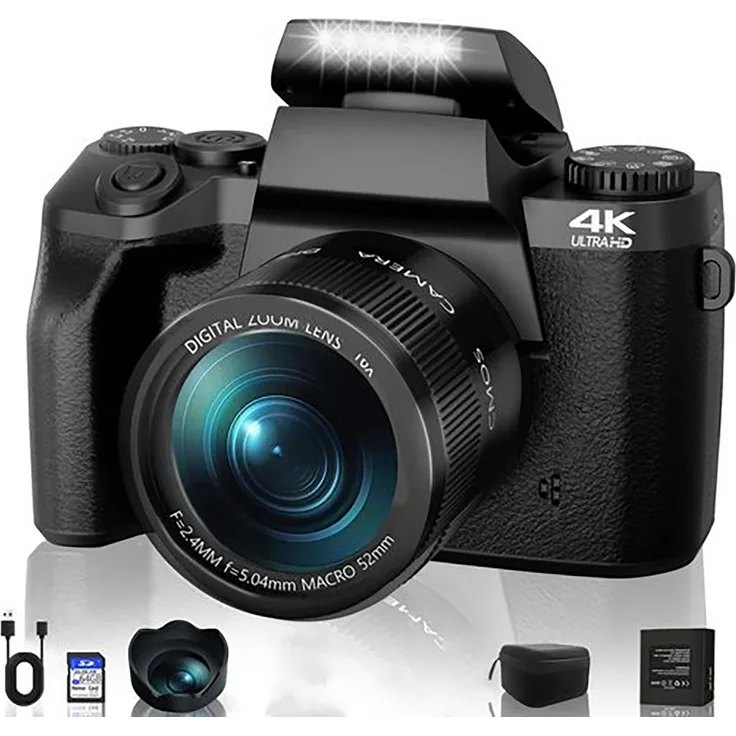 LINGDA 64 Megapixel Digitalkamera mit 52mm Festobjektiv, 4.0" Touchscreen, 3500 mAh Akku, 32GB SD-Karte und WIFI-Funktion