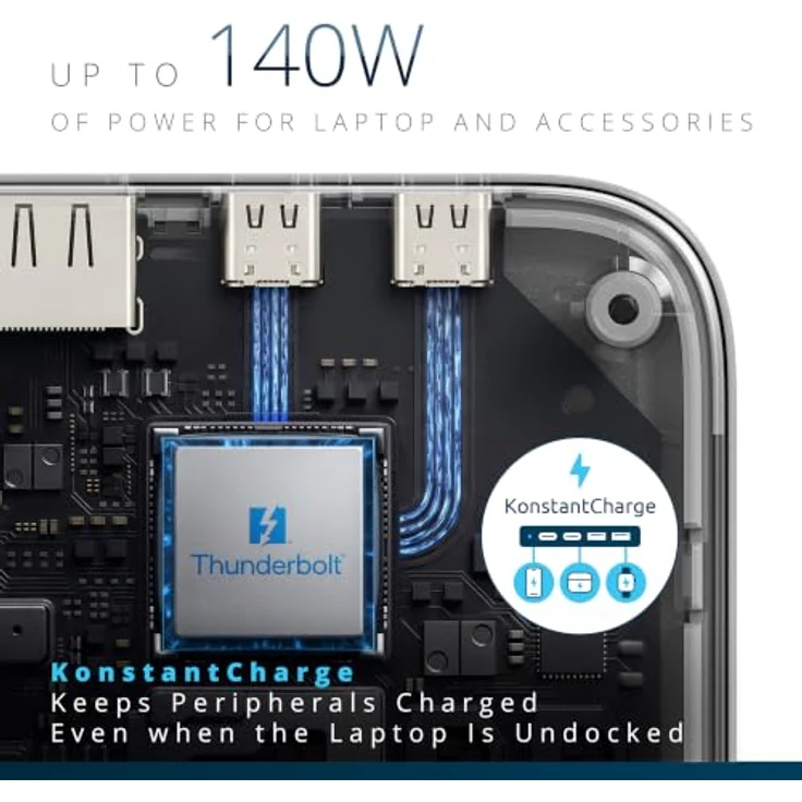 Kensington SD5010T5 EQ Thunderbolt™ 5 Triple 4K Dockingstation, Unterstützung für drei 4K-Displays, 80 Gbit/s Datenübertragung, Dynamic Power Delivery bis 100 W – Bild 5