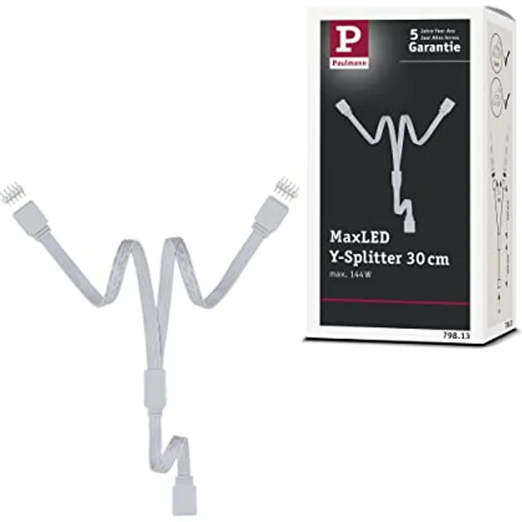 Paulmann 79813 Stripe MaxLED Y-Splitter 1 zu 2 Verteilung 30 cm max. 144 Watt Lichtband Weiß Lichtstreifen Kunststoff LED Band - Preisvergleich