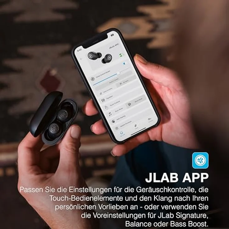 JLab JBuds True Wireless ANC 3 In Ear Kopfhörer Bluetooth, Smart Active Noise Cancelling kabellose Kopfhörer 42+ Std. Spielzeit, IP55 schweißresistent, EQ3 Sound, Headset mit Mikrofon & USB-Ladecase – Bild 3
