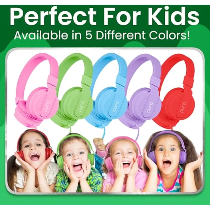 PuroBasic Volume Limiting Wired Headphones for Kids, Boys, Girls 2+ Foldable & Adjustable Headband, Compatible with iPad, iPhone, Android, PC & Mac – by Puro Sound Labs, (Green) – Bild 8