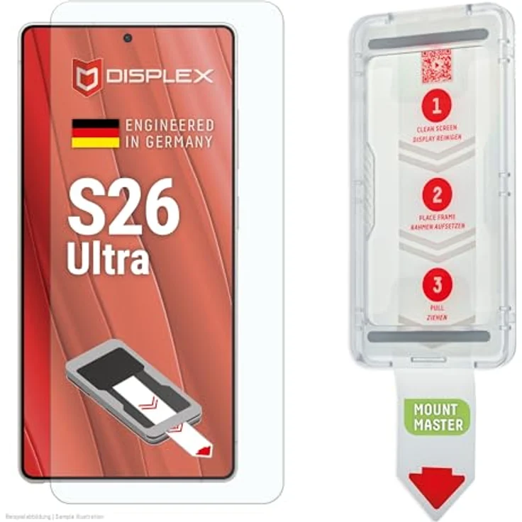 Displex Real Glass MountMaster für Samsung Galaxy S26 Ultra, Displayschutzfolie mit 10H Kratzresistenz, blasenfreier 3-Sekunden-Installation, Ultra HD Transparenz, Anti-Fingerprint-Coating – Bild 5
