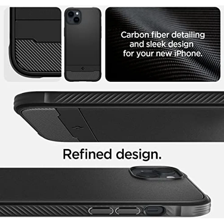 Spigen Rugged Armor MagFit Hülle Kompatibel mit iPhone 14 -Matte Black, Integriertes Magnet, Karbon Look, Air Cushion Technologie – Bild 3