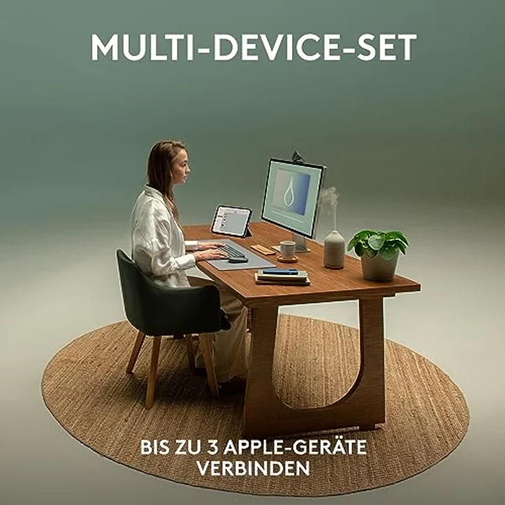 Logitech Pebble 2 Combo für Mac, kabellose Tastatur und Maus, schlank, leise und mobil, anpassbar, Bluetooth-Maus und -Tastatur, Easy-Switch, für macOS, iPadOS, Deutsches QWERTZ-Layout, Grafit – Bild 3
