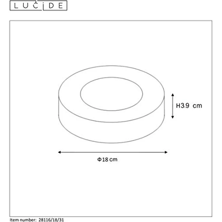 LUCIDE BRICE-LED Deckenleuchte Badezimmer Ø 18 cm LED Dim. 1x12W 3000K IP44 Weiß – Bild 3