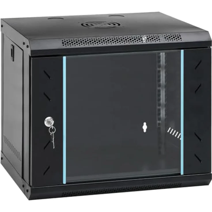 vidaXL Netzwerkschrank, Stahl-Network-Schrank mit Speicher, Schwarz, 53 x 45 x 45 cm – Bild 1