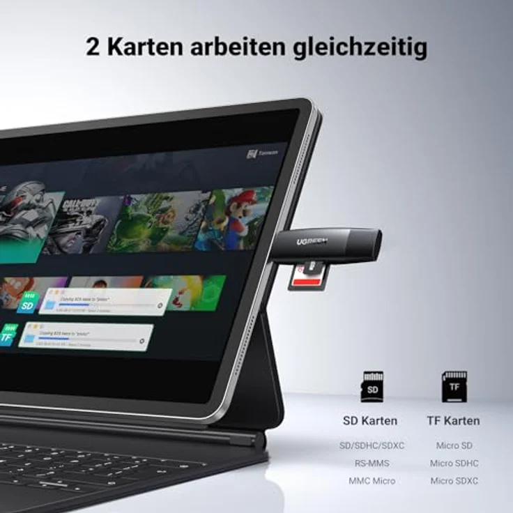 UGREEN USB A&C 100 MB/S SD Kartenleser USB C Card Reader Kartenlesegerät USB 3.0 Kartenleser Micro SD für iPhone 15 Serien, Galaxy S23/ S23+/ S23 Ultra,iPad Pro/iPad Air,MacBook Pro/Air usw – Bild 3