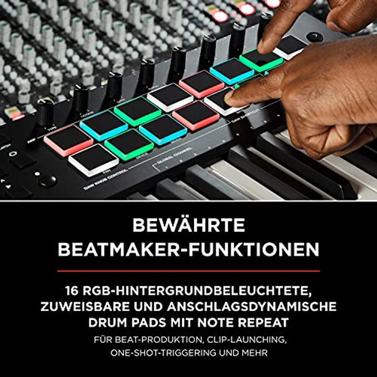 M-Audio Oxygen Pro 49 - 49-Tasten USB MIDI Keyboard Controller mit Beat Pads, MIDI-zuweisbaren Reglern, Tasten & Fadern und enthaltenem Softwarepaket – Bild 4
