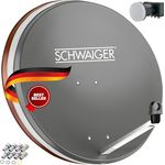 Schwaiger Satellitenanlage Set, Anthrazit Stahl, 75 cm Offset Antenne mit Quad LNB für 4 Teilnehmer