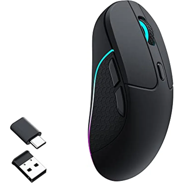 Keychron M3 Kabellose Maus, PAW3395-Sensor mit programmierbarer Makrotaste 26.000 DPI, unterstützt 2,4 GHz Bluetooth 5.1, 79 g, ultraleichtes ergonomisches Design für PC Mac Laptop – Schwarz