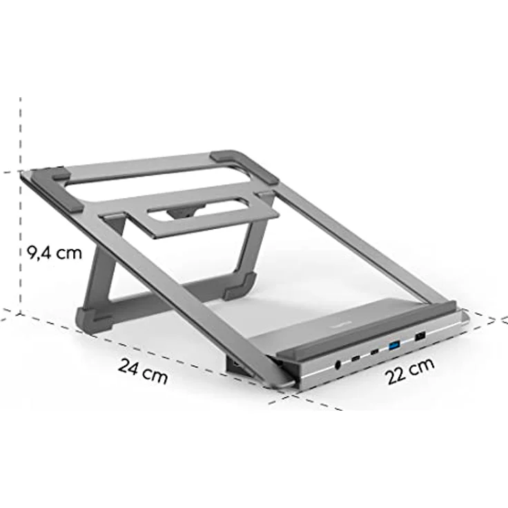 Hama USB C Hub Docking Station mit Laptop-Ständer 12 Ports (4x USB A, 2x HDMI, 3x USB-C, 1x DisplayPort, 1x LAN/Ethernet, 1x 3,5mm Klinke, USBC Hub 12in1 Notebook Stand für Büro oder Home Office) – Bild 3