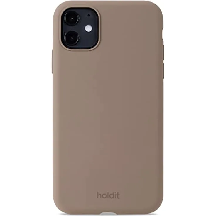 Holdit Silikonhülle iPhone 11/Xr (6,1”) - 0,8mm Ultra dünn Handyhülle Silikon - Trendy Slim Silicone case mit Voller Schutz (erhöhte Kante für Kameraschutz) - Mocha Brown