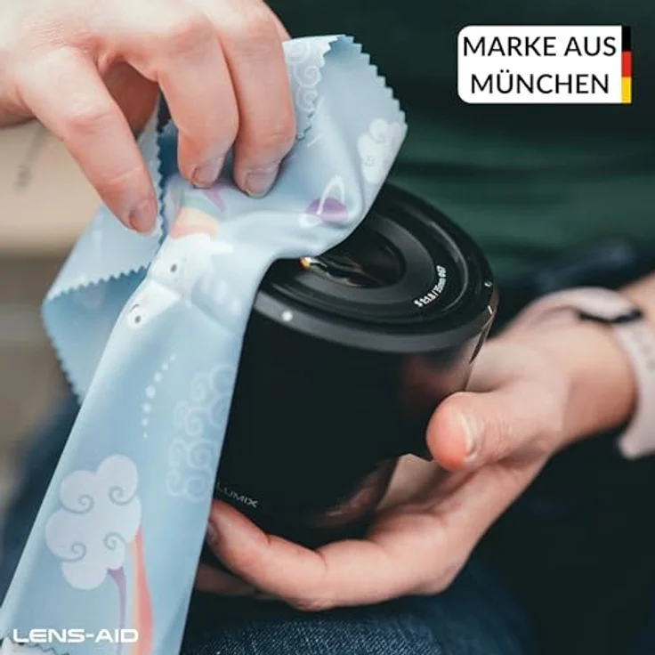 LENS-AID Mikrofaser Reinigungstuch, fusselfrei und waschbar, 20x20 cm in verschiedenen Designs für Kamera, Objektiv und Display – Bild 2