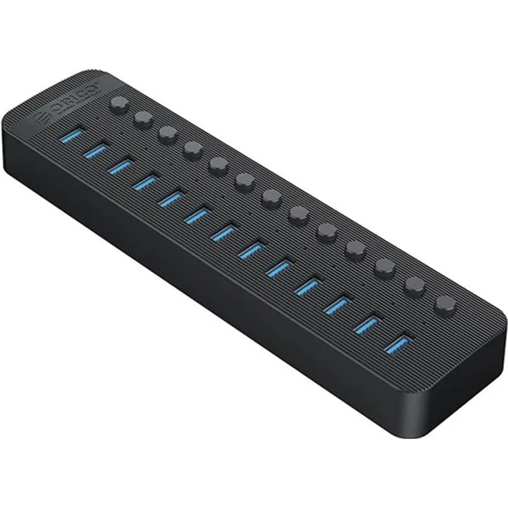 ORICO CT2U3-13AB, 13x USB-A 3.0 Hub mit individuellen Schaltern, bis zu 5 Gbps, schwarz