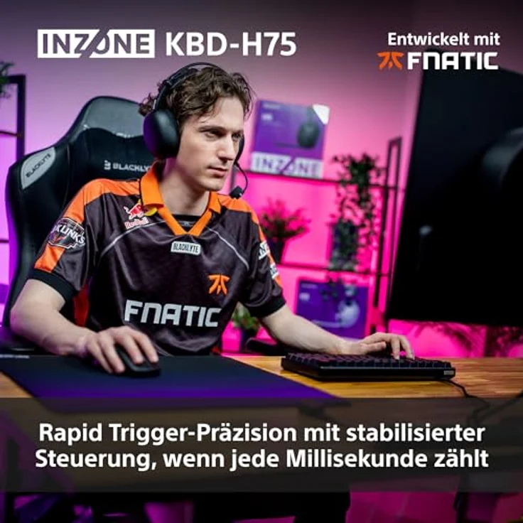 Sony INZONE KBD-H75 Gaming-Tastatur, 75% TKL mit Magnetschaltern, einstellbarer Betätigung, 8000 Hz Abtastrate, Gasket Mount, RGB, Aluminiumgehäuse, US-Layout – Schwarz – Bild 3