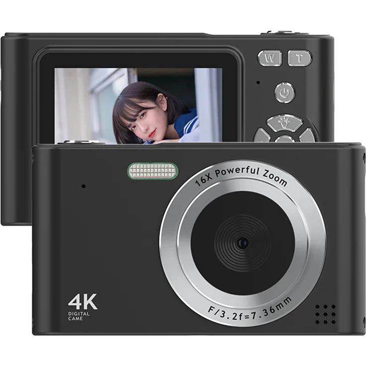 Lixada 4K-Digitalkamera-Camcorder, 48 MP, mit 16-fachem Digitalzoom, Anti-Shake, Gesichtserkennung, Schwarz