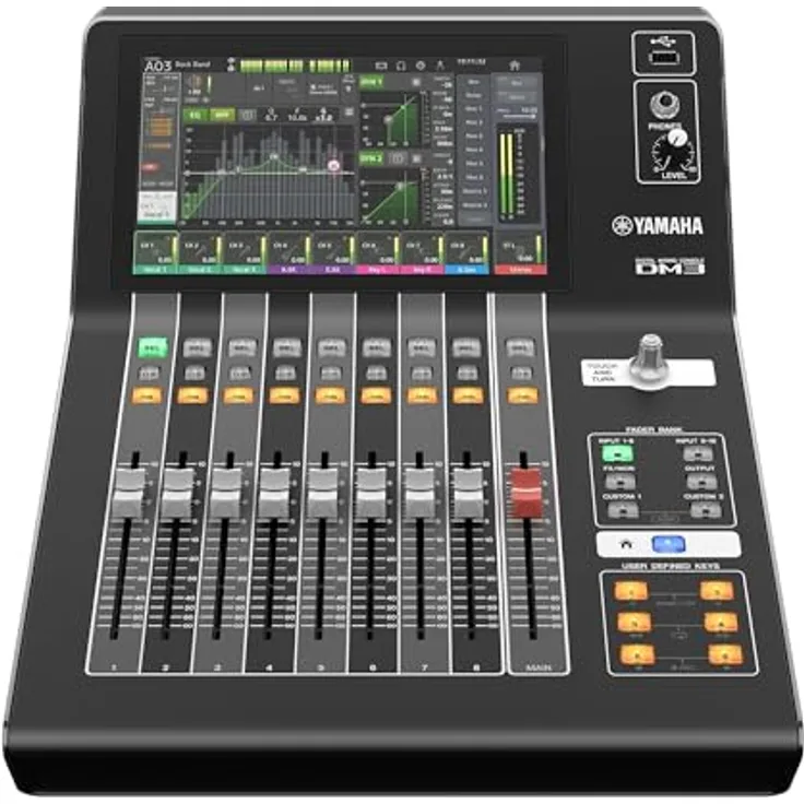 Yamaha DM3S, 16-Kanal Digital Mixer mit 9" Multitouch Screen, 9 Motorfader und 18x18 USB Audio Interface