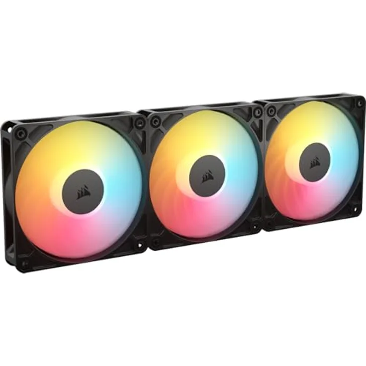 CORSAIR RS120-R ARGB Gehäuselüfter, 120-mm-PWM, 5 ARGB-Reverse-Lüfter, hoher statischer Druck, Zero-RPM-Modus, Daisy-Chain-Schaltung, schwarz, Dreierpack