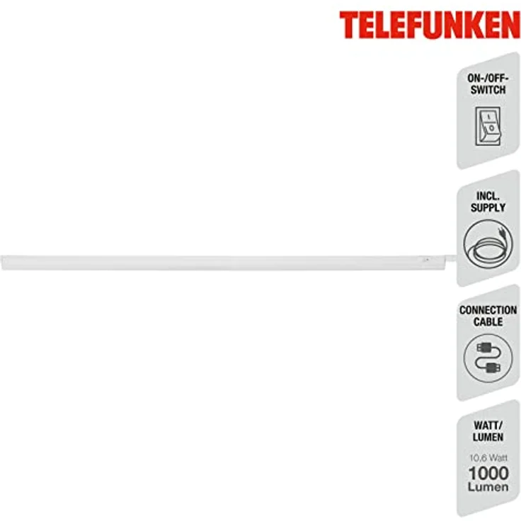 TELEFUNKEN - Led Unterbauleuchte, 87,5 Cm, Küche, Led Leiste Küchenschrank, Werkstattlampe, Warmweißes Licht, 10,6 W, 1000 Lm, Weiß - Preisvergleich – Bild 2