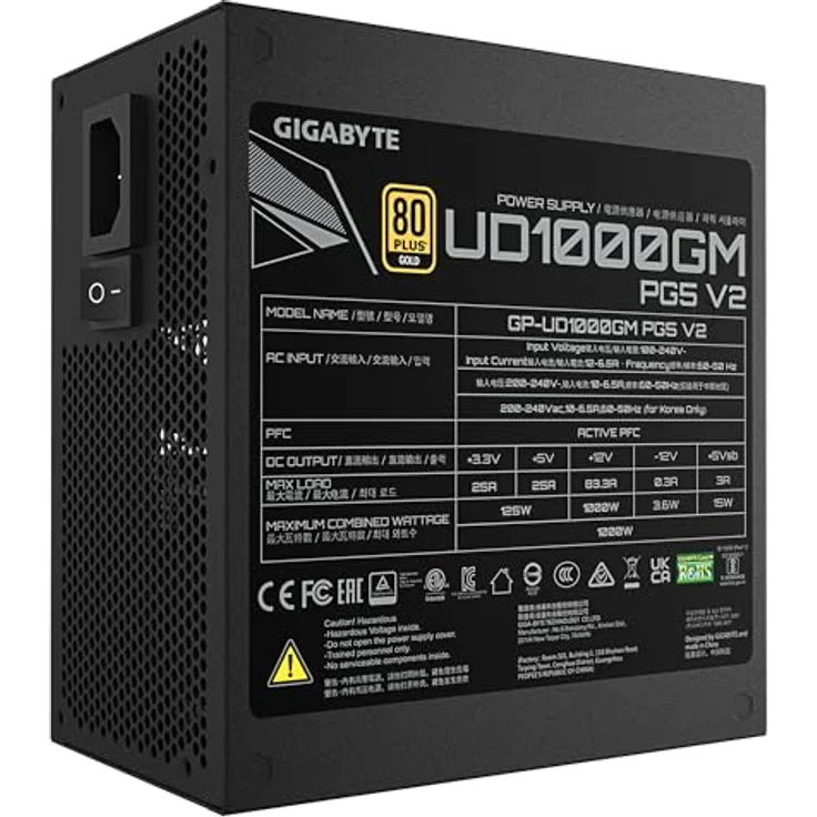 Gigabyte GP-UD1000GM PG5 V2, 1000W PC Netzteil mit zuverlässiger Stromversorgung, Schwarz – Bild 6