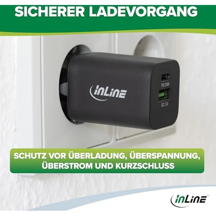 InLine® Power Delivery + Quick Charge USB Netzteil, 33W, USB-A + USB-C, schwarz, für schnelles Laden von Smartphones und Tablets – Bild 7