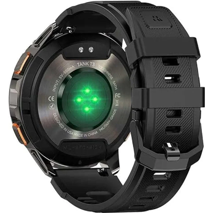 KOSPET Tank T3 Smartwatch, 3.6 cm AMOLED, Schwarz, mit 170+ Sportmodi und langer Akkulaufzeit – Bild 2