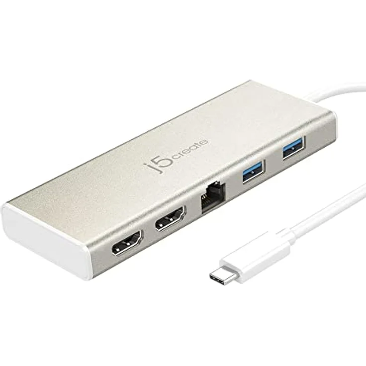 j5create USB-C Dual HDMI Hub - Typ C Dockingstation mit 2X HDMI, 2X USB 3.0, Ethernet, PD 60W Durchgangsladung für Laptop & PC (JCD381) – Bild 1