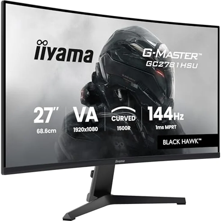 iiyama G-Master Black Hawk GC2781HSU-B1, 27“ Curved Gaming Monitor mit 1500R VA-Panel, 120Hz, 1ms, FreeSync, schwarz – Bild 1