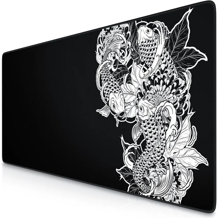 Titanwolf XXL Gaming Mauspad Speed, 900 x 400 x 3 mm, rutschfest, abwaschbar, Koi Tattoo 3, hohe Präzision und Geschwindigkeit